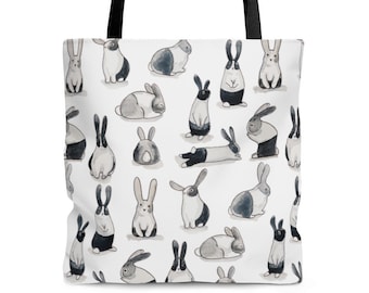 Cute Rabbit Tote Bag, Rabbit lover gift, Bunny Rabbit Owner Gift, Bunny Lover Gift, Shopping bag, Easter Bunny, Lapin, Sac Fourre Tout
