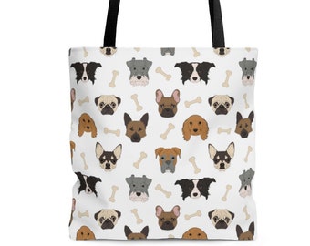 Dog Lovers Tote Bag - Dog Owner Gift, Border Collie, Chihuahua, Pug, Beach, Picnic, Grocery Bag - Chien, Sac Bandouliere, Sac Fourre Tout