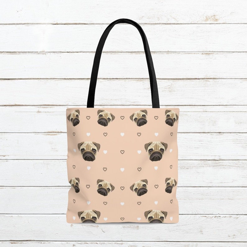 Pug Tote Bag Dog Owner Gift Pug Gift Beach Bag Pug Etsy