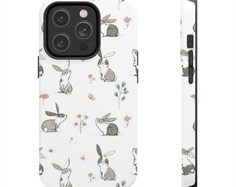 Cute Bunny Rabbit iPhone 14, Plus, Pro, Pro Max Tough/Slim White Cellphone Case. Bunny Rabbit Lover Gift. Pets & Animals.