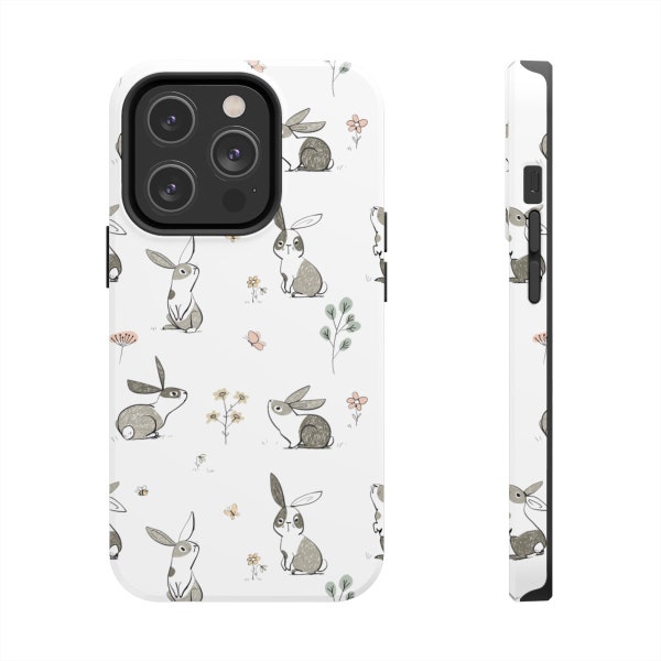 Cute Bunny Rabbit iPhone 14, Plus, Pro, Pro Max Tough/Slim White Cellphone Case. Bunny Rabbit Lover Gift. Pets & Animals.