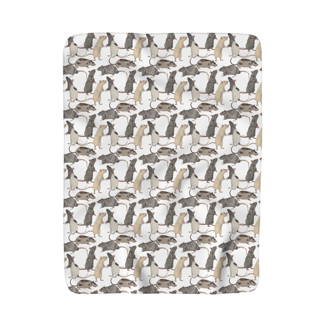 Cute Rat Pattern Sherpa Blanket Rat Lover Owner Gift Pet Rat Gifts Rat Mouse Couch / Outdoor