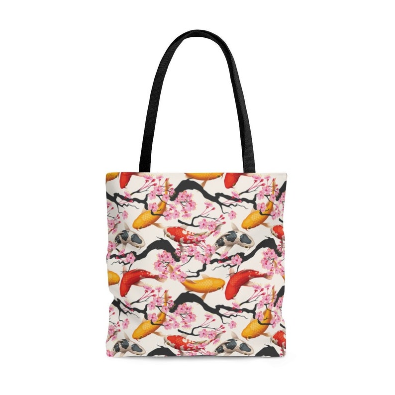 Koi Fish Tote Bag, Koi Carp Sakura Gift Women, Cherry Blossom Japanese Art, Bridesmaid Tote Bag, Sac Fourre Tout, Sac Cabas, Sac Bandouliere image 1