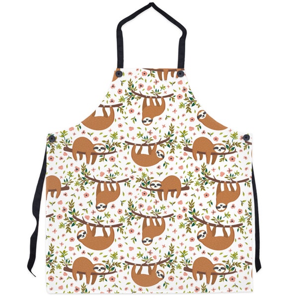 Sloth Print Apron, Cute Sloth Gift, Sloth Lover Gift, Cute Sloth Apron, Chef Gift,Faultier, La Paresse, Luiaard, Tablier de cuisine, Schurze