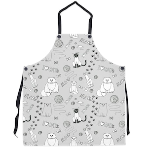Cute Cat Apron, Cat Lover Gift, Gift for cat owners, Cat Print Apron, Crazy Cat Lady, Pet Cat Lover Gift, Kawaii Cat Apron, Tablier, Schurze