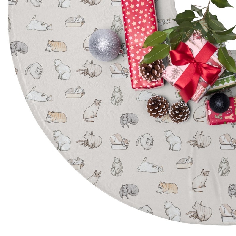 Xmas Ornaments Accessories Decorations Cat Lover Christmas Tree Skirt Christmas tree stand cover for Pet Cat Owners