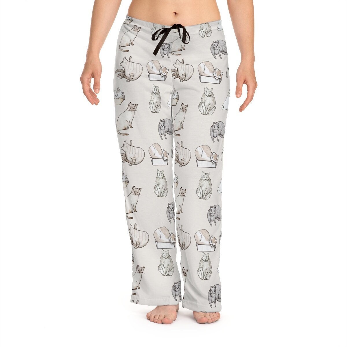 Bunny Rabbit Women's Pajama Pants in White or Grey, Relaxed Fit. All Over  Print. Ladies Sleepwear Bottoms. Gift for Rabbit Lovers 