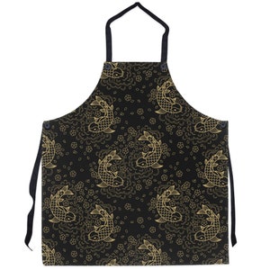 Koi Art Apron, Japanese Art Apron, Oriental Art Gift, Asian Style Art, Koi Lover Gift, Koi Carp Print, Gift for Chef, Tablier de cuisine