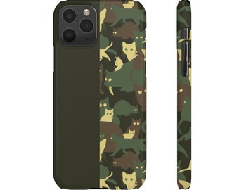 Camouflage Cats Green iPhone/Samsung Slim Case. Matte/Glossy Finish.Cat Lover Gift.Cellphone Coque iPhone 7 8 Plus X XR XS Max 11 Pro Max