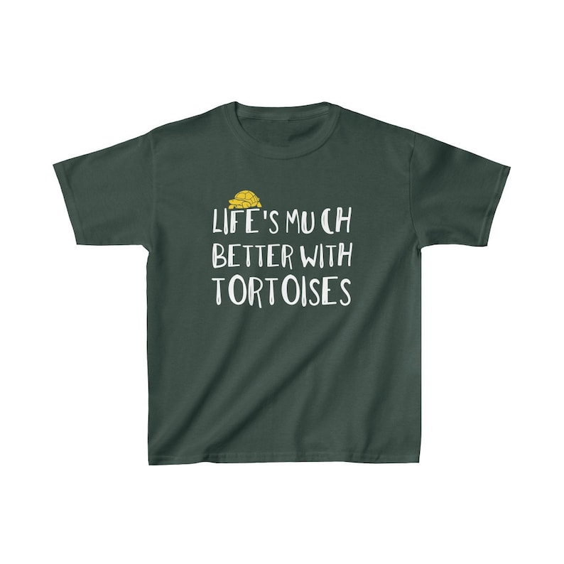 Tortoise Lovers KIDS T-shirt Cadeau pour les propriétaires de reptiles pour animaux de compagnie Tee UNISEX enfants Dark Green