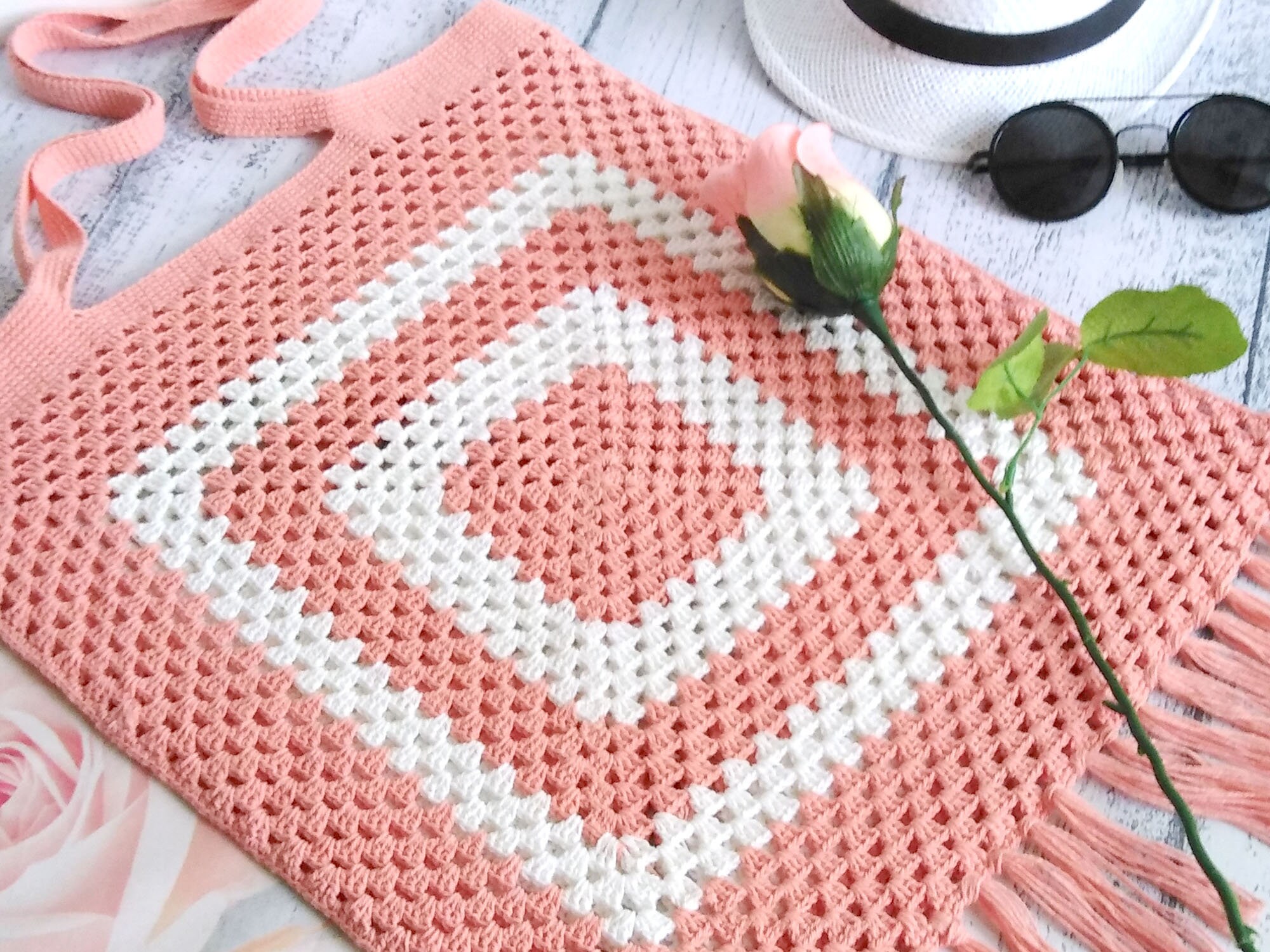 Summer cute tote bag crochet reusable shopper bag Etsy