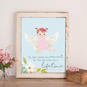 Infant Loss Gift Personalized Family Portrait Printable Gift Custom Family Illustration Bereavement Gift Baby Memorial Miscarriage Gift