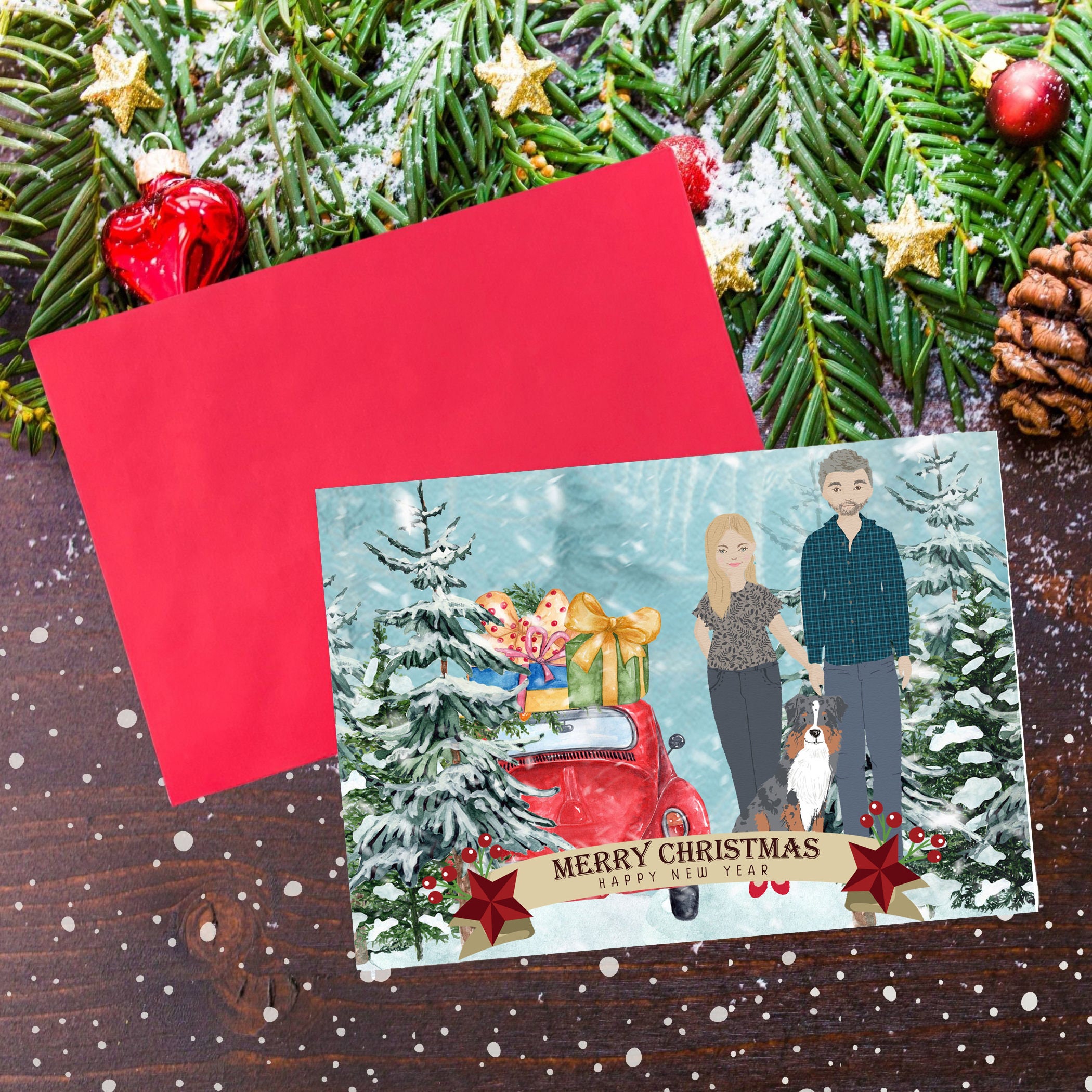 Personalized Holiday Cards Personalized Family Illustration Etsy