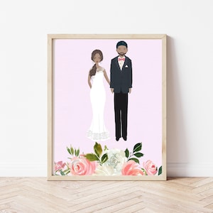Wedding Gift Personalized, Couple Illustration, Custom Wedding Portrait,Wedding Keepsake, Wedding Anniversary,  Personalized Wedding Gift