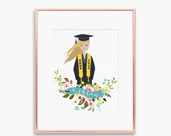 Personalized Girl Graduation Portrait, Daughter Graduation Gift For Her, Graduate Gift, Girl Graduation Card, DIGITAL PRINTABLE