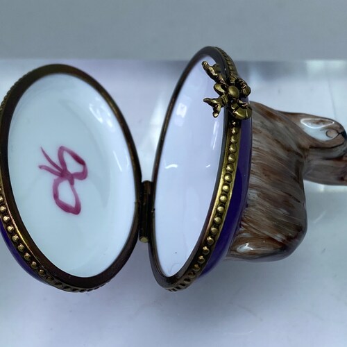 Peint Main GV Limoges France Shih Tzu shops on Lavender trinket box 2.5