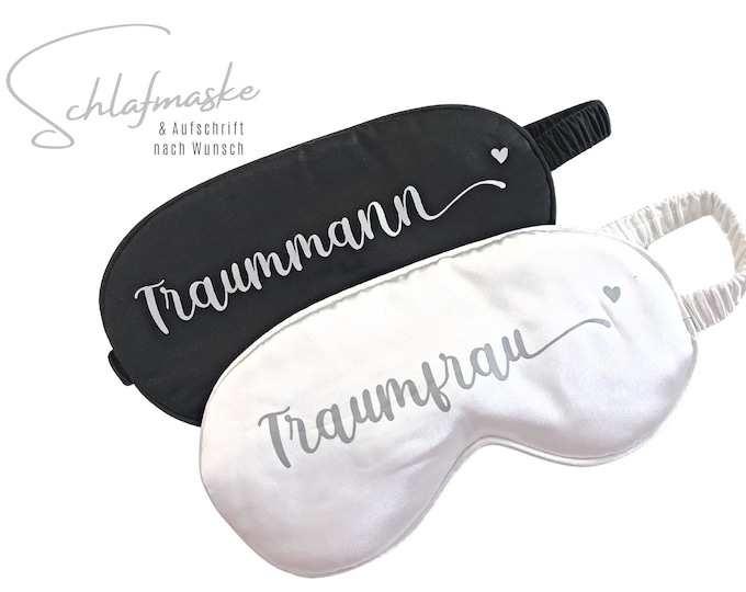 Wedding Gift Sleep Mask | Pure silk | Customizable | Desired text | noble sleeping glasses in white or black