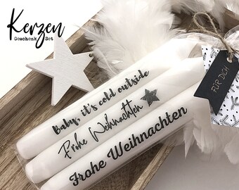 | Christmas candles with message three stick candles | Baby, it's cold outside | Merry Christmas | black and white | incl. trailer card | Skandi
