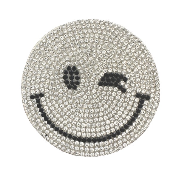 Smiley aus Strass | DIY Patch | Motiv zum Aufbügeln | Glitzer Smily | Hotfix Bügelbild