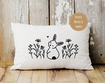 Pillow | Easter Easter motifs | beige or gray | Cotton | Bunny Easter Bunny