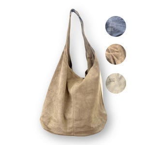 Hobo Tasche aus Veloursleder – taupe sand beige | Lässig, stylisch & praktisch