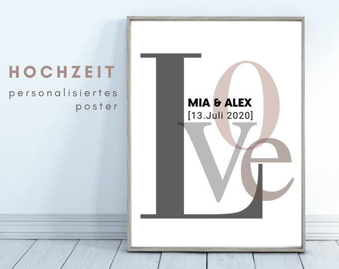 Wedding Poster | personalized gift | Valentine's Day | Bridal couple | individual | LOVE | Typo | Font | Design | Wedding present