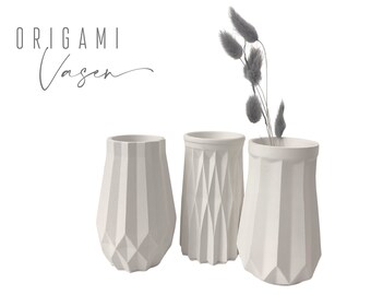 Small white vases | Skandi Style | Decorative objects | Nordic Style | Design | Origami Look