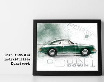 | your car as a work of art Art Print | Car Art | Car Poster | Art printing | Sports car | Gift for men | according to photo template