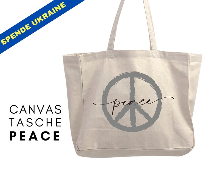 Large Canvas Shopper Peace | XXL Bag | Beach bag | Cloth bag | nature | Peace Symbol Peace silver pink orange | Donation Ukraine