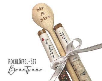 Wedding Gift | Cooking spoon set for newlyweds | Wooden spoon & spice