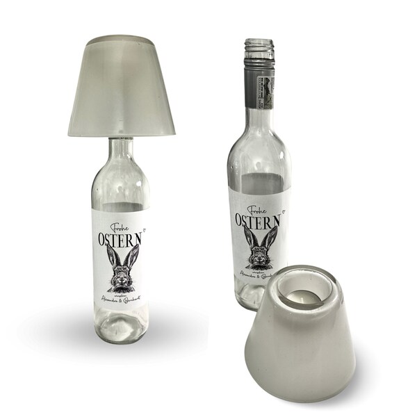 Weinflaschen Lampe | Bottle Light | Teelicht Lampenschirm aus Glas