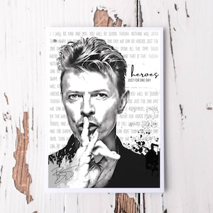 Karte | David Bowie | Art Card | schwarz weiß | A6 | Kraftpapierumschlag