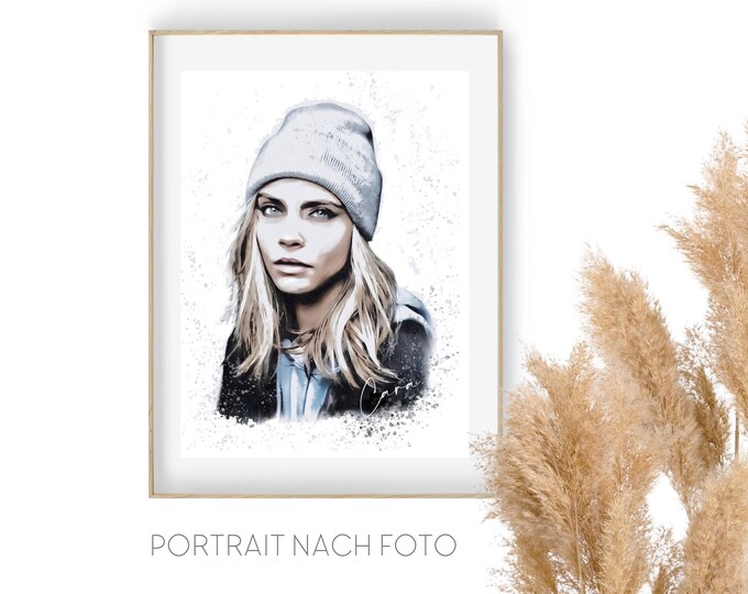 | your portrait by photo Portrait image in digital print | Gift idea Birthday Mother's Day | framed or as a poster
