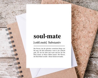 Karten Definition Soulmate | A6 | Wörterbuch | mit oder ohne Umschlag