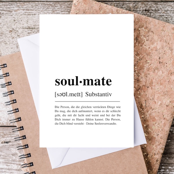 Karten Definition Soulmate | A6 | Wörterbuch | mit oder ohne Umschlag