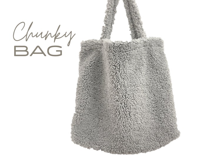 Chunky Bag Teddy Fur | XXL bag made of plush | grey giant shopper | Teddy bag in grey