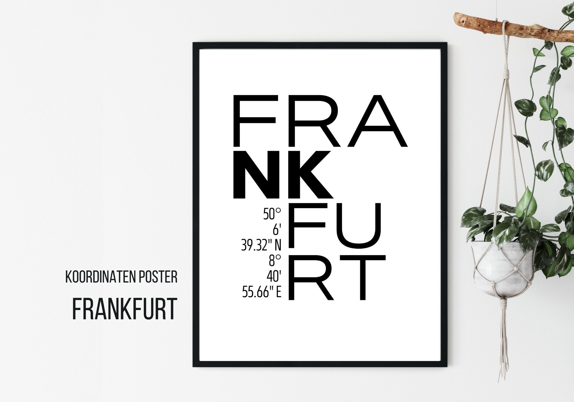 Frankfurt Design Poster Coordinates Digital Print Typo Image Gift Entry Cities Poster City Map Skandi Style For Frankfurter