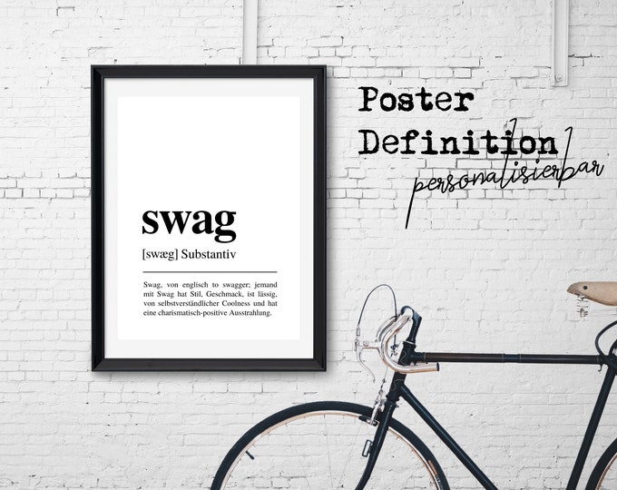 SWAG | Definition | customizable poster | with or without frame | framed picture | Text in german | Gift Friend