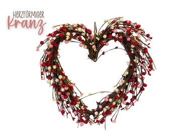 Heart-shaped wreath | Berries in pink, beige and red