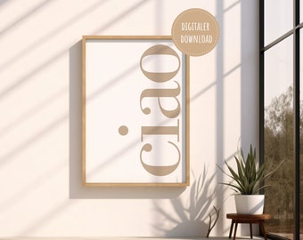 Ciao Typografie-Poster in beige | digitaler download