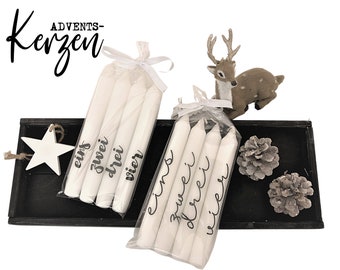 Advent candles Christmas candles | four stick candles | one two three four | black and white | Statement Candles | Set Gift Wrapping