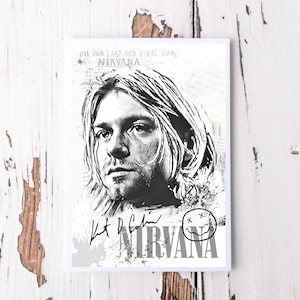 Karte | Kurt Cobain | Art Card | schwarz weiß | A6 | Kraftpapierumschlag