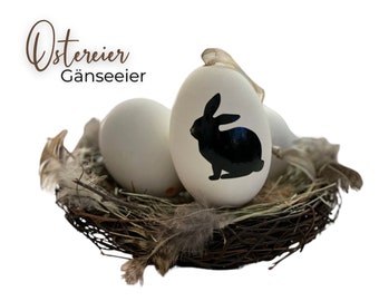 Easter Eggs | Goose Eggs | Easter decoration | natural or decorated | Rabbit in black