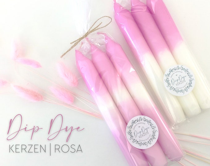 Dip Dye Candles | colored candles | pink pink white | Rod candles with gradient