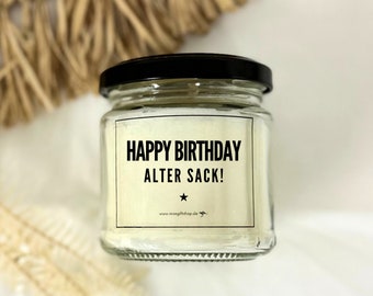 Duftkerze im Glas | Geburtstags Kerze Mann | Happy Birthday - Alter Sack