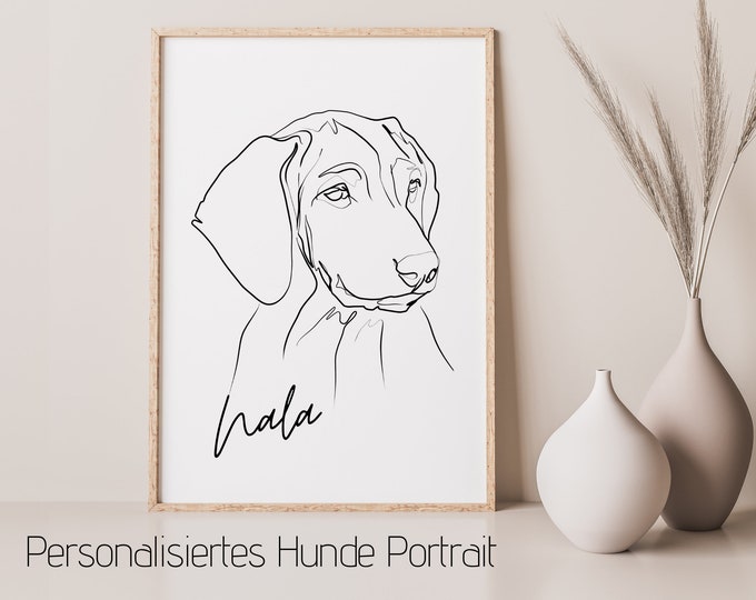 Dogs Portrait | One Line Art | Digital Print | Custom image | Animal portrait after photo | Desired colour | Name | Boho Skandi Style