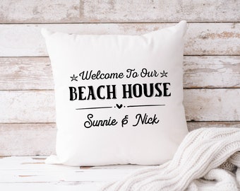 Kissen | Beach House Kissen | personalisiertes Kissen 40 x 40 cm | Strandhaus | Beach Coastal Living