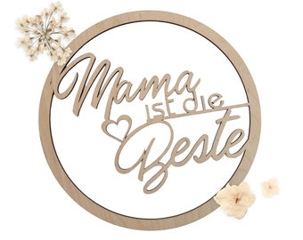 Wooden wreath | Mom is the best | Mother's Day gift | 25 cm