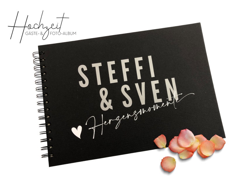 Gift wedding personalized scrapbook black guest book Photo album with the names of the bride and groom image 2