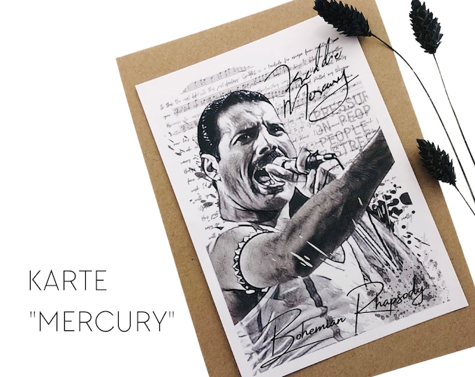 | Map Freddie Mercury | Type Card | black and white | A6 | Kraft paper envelope